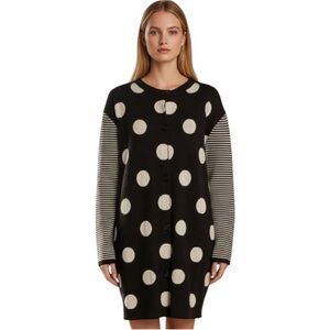 Boutique Moschino Wool Polka Dot Long Cardigan Size 10 Made in Italy